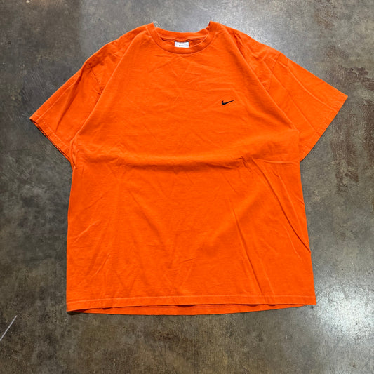 Orange Nike Embroidered Black Swoosh Tee