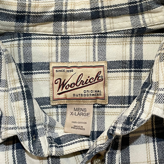 White and Blue Plaid Woolrich flannel