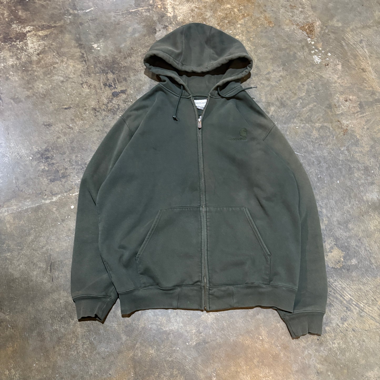 Green Carhartt Tonal Zip Up Hoodie