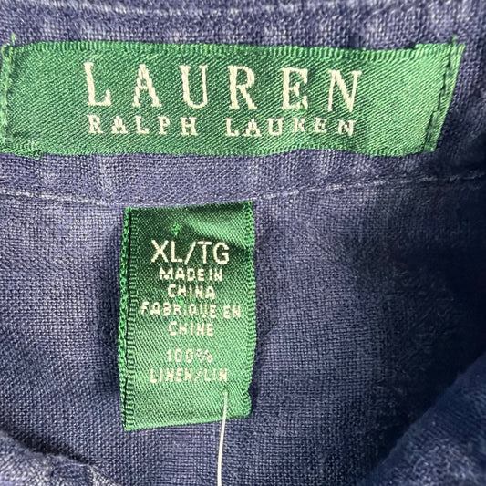 Lauren Ralph Lauren Linen Button-Up Shirt - Navy Blue (XL)
