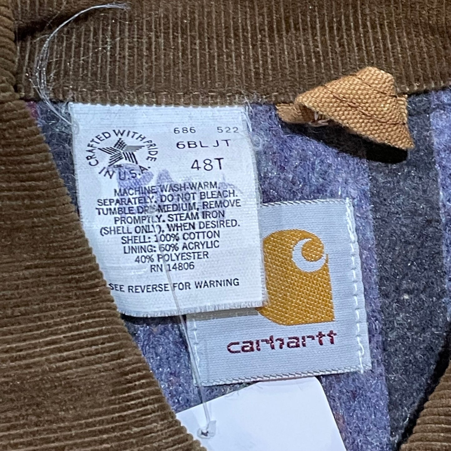 Carhartt Tan Blanket Lined Zip Up Jacket50