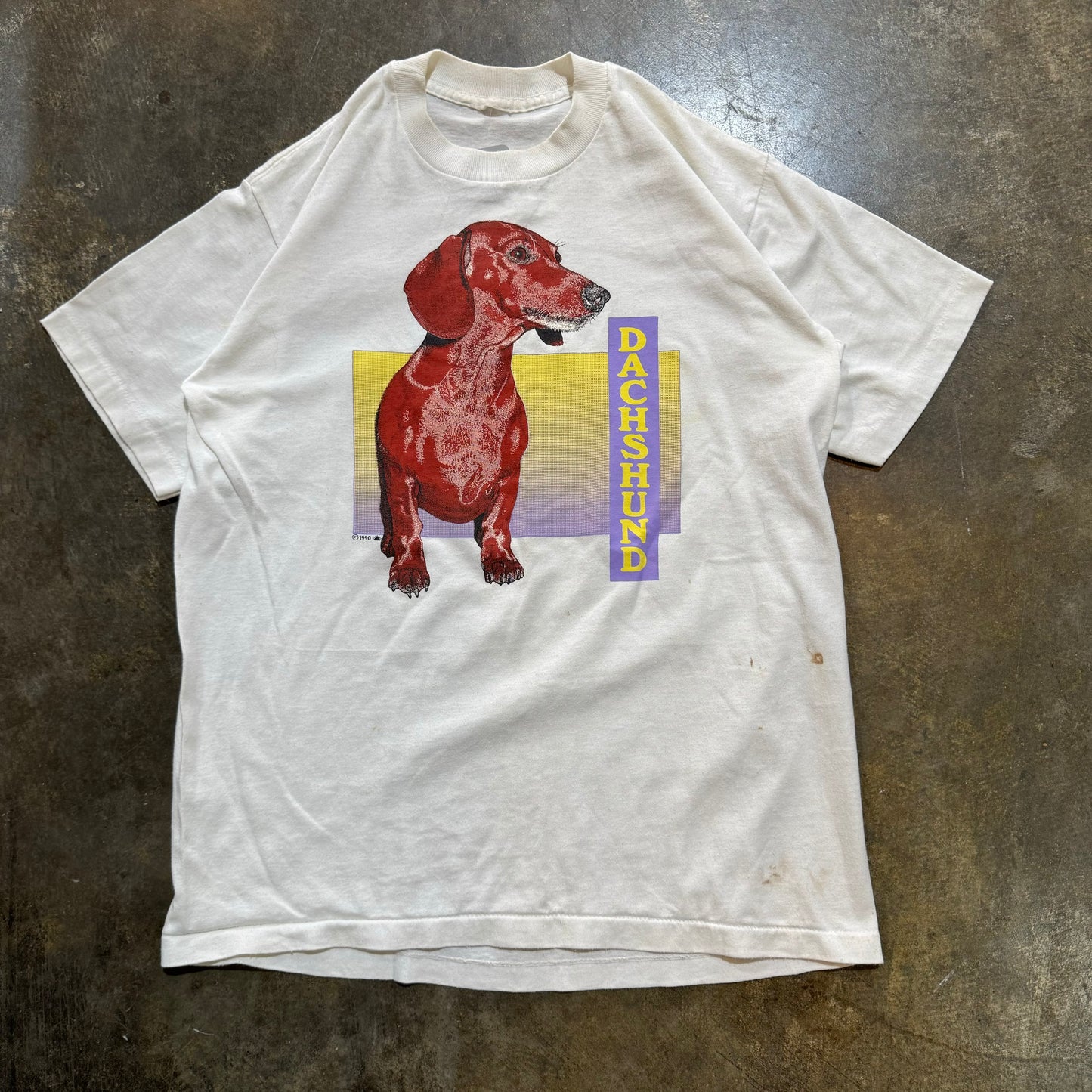 1990 Dachshund Multicolor Print Tee