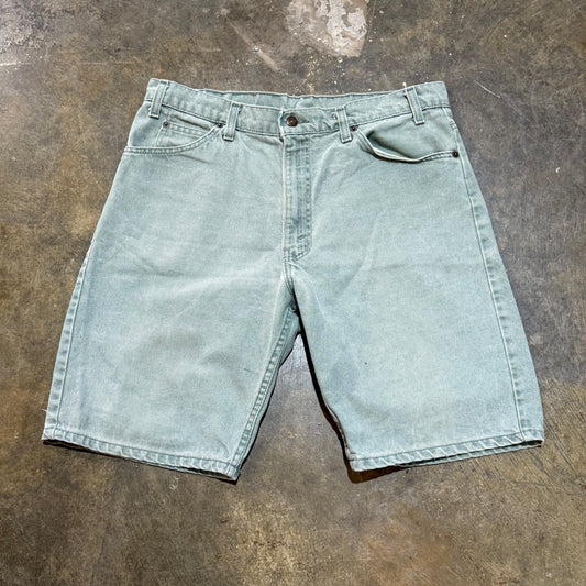 Faded Teal Denim Shorts