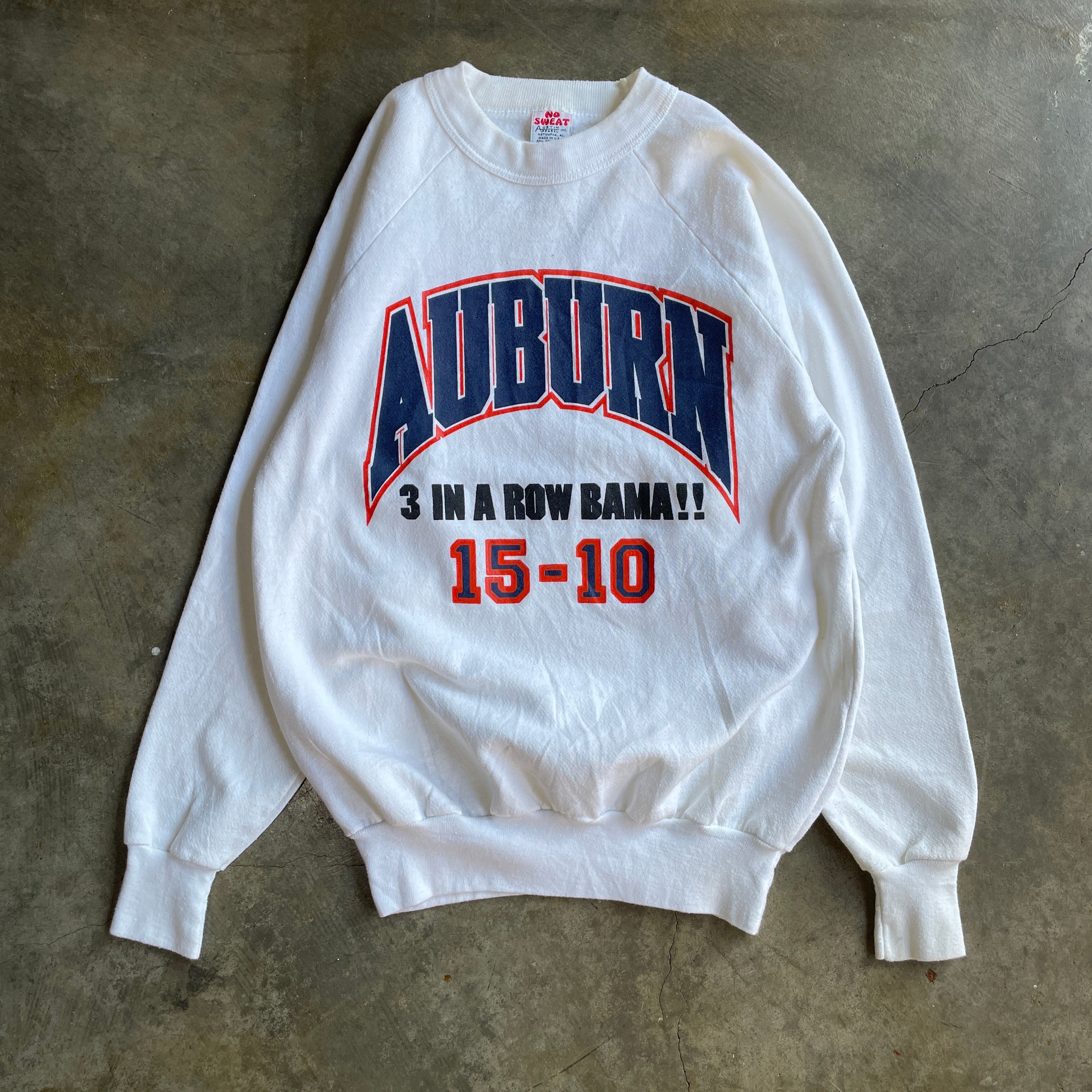 Auburn 3 In A Row 15-10 White Crewneck