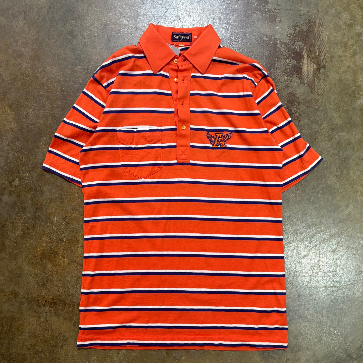 Auburn Orange Striped Pocket polo