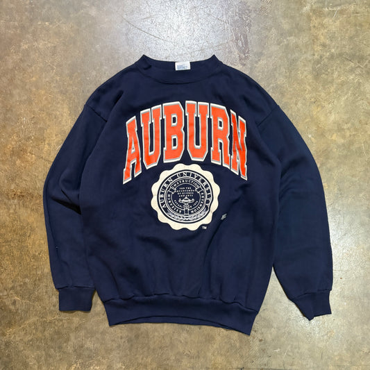 Navy Auburn Crest Puff Print Tultex Crewneck