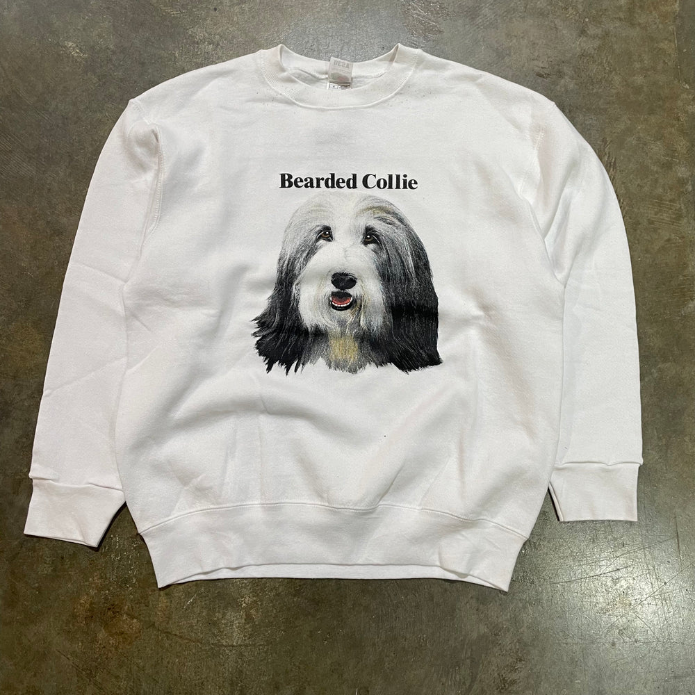 Bearded Collie Big Dog Print White Crew