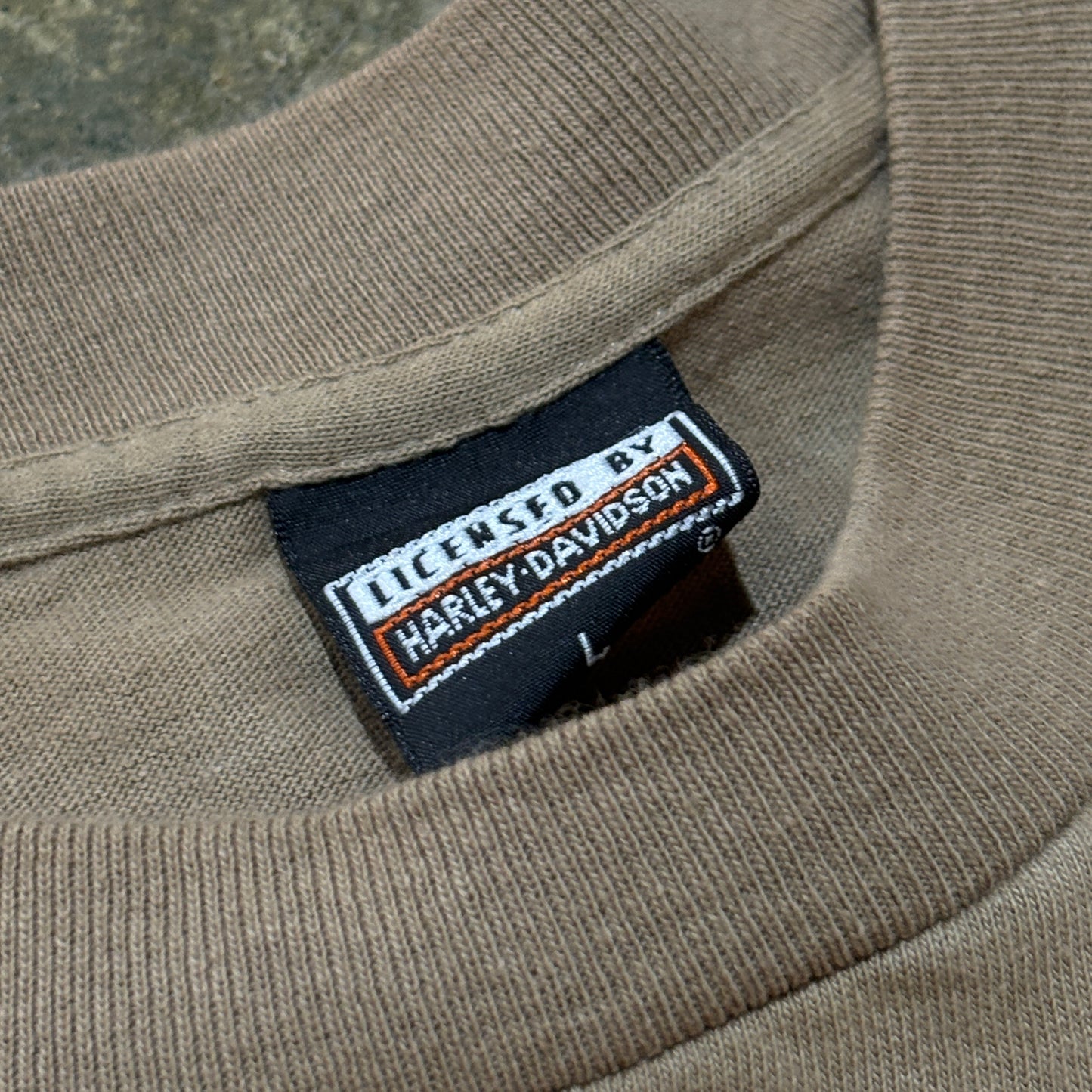 Brown Home of the Brave Harley Davidson Tee