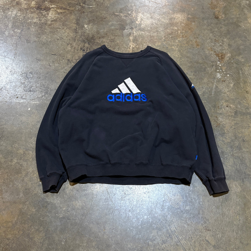 Black Adidas Blue Embroidered Sweatshirt Crewneck
