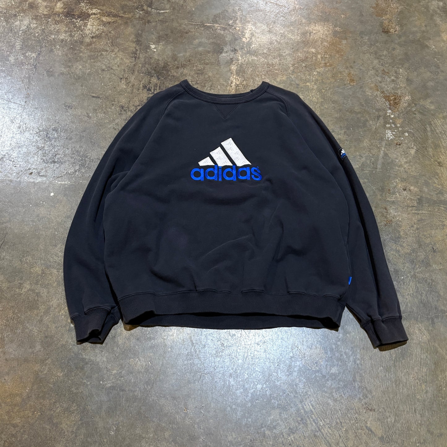 Black Adidas Blue Embroidered Sweatshirt Crewneck
