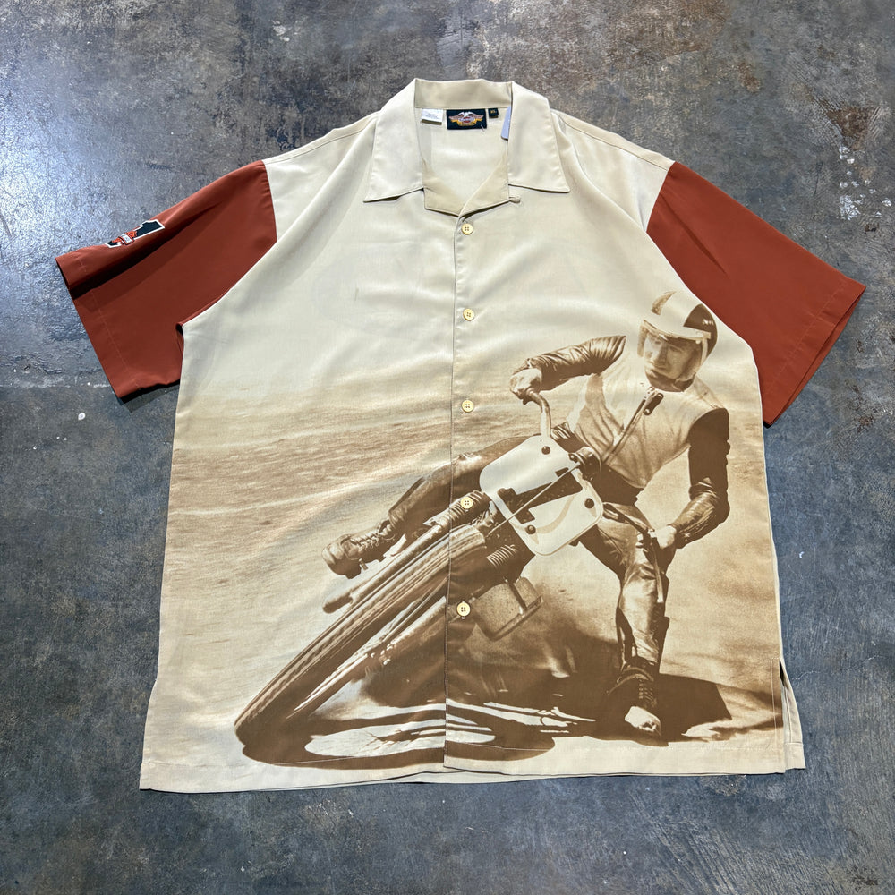 Tan Harley Loop Collar Button Up