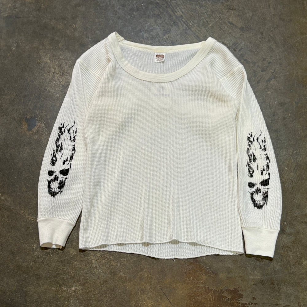 White Skull Flame Sleeve Thermal