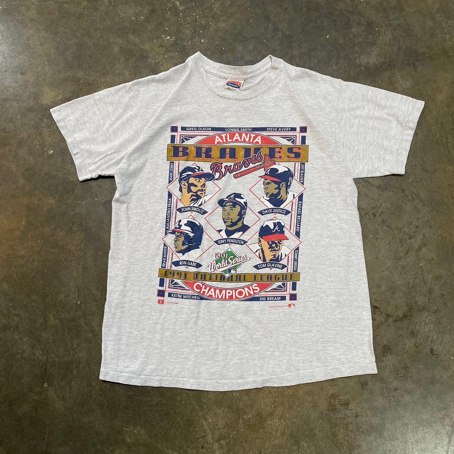Grey 1991 Nutmeg Atlanta Braves Team Tee