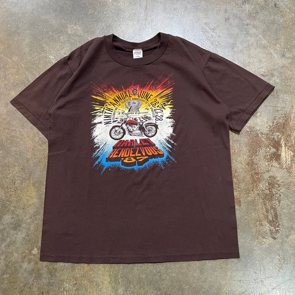 87 Rendezvous Motorcyle Brown Tee