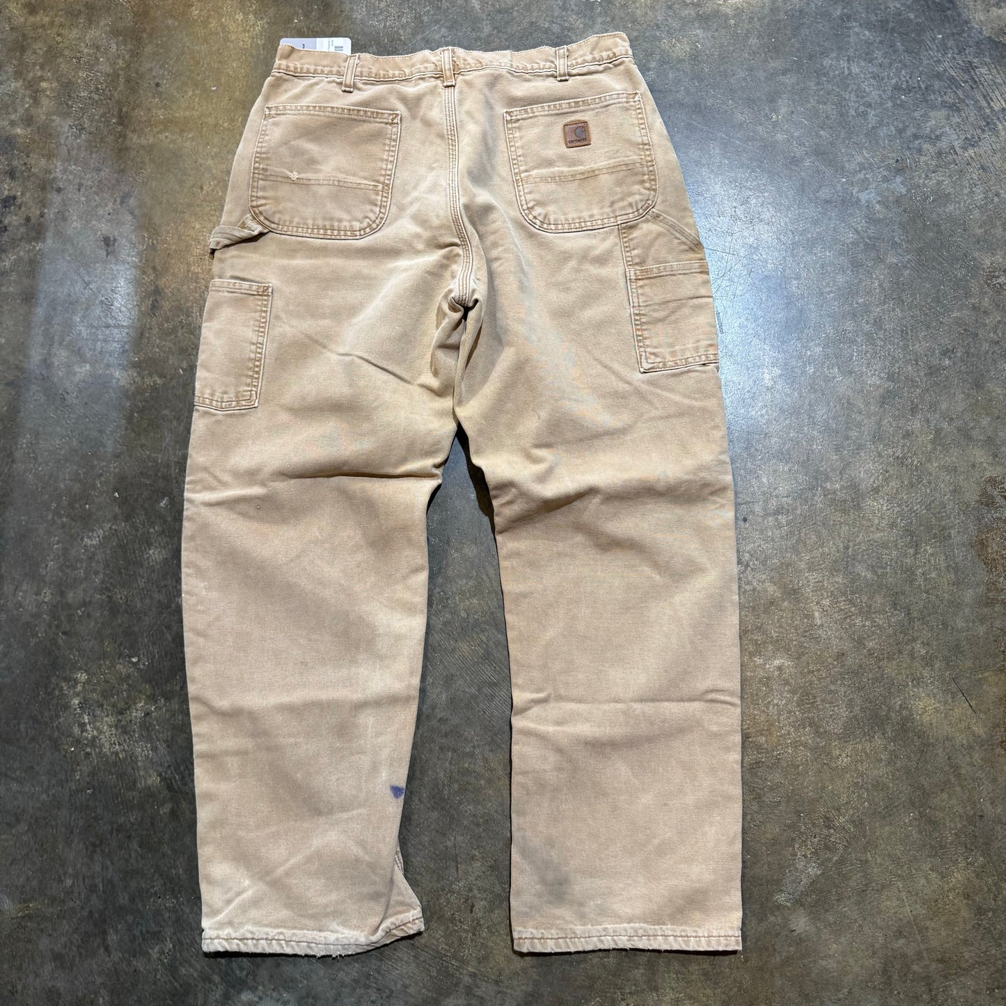 Distressed Carhartt Tan Flannel Lined Carpenter Pants39