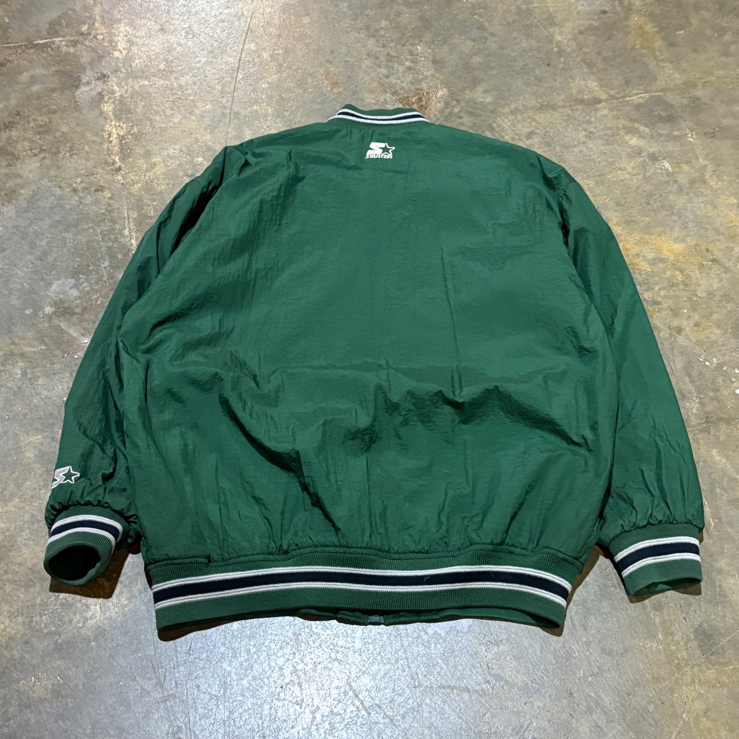 Green Blank Starter Puffer Varsity Jacket