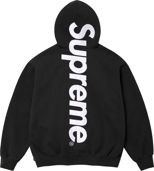 Supreme Satin Appliqué Hooded Sweatshirt Black