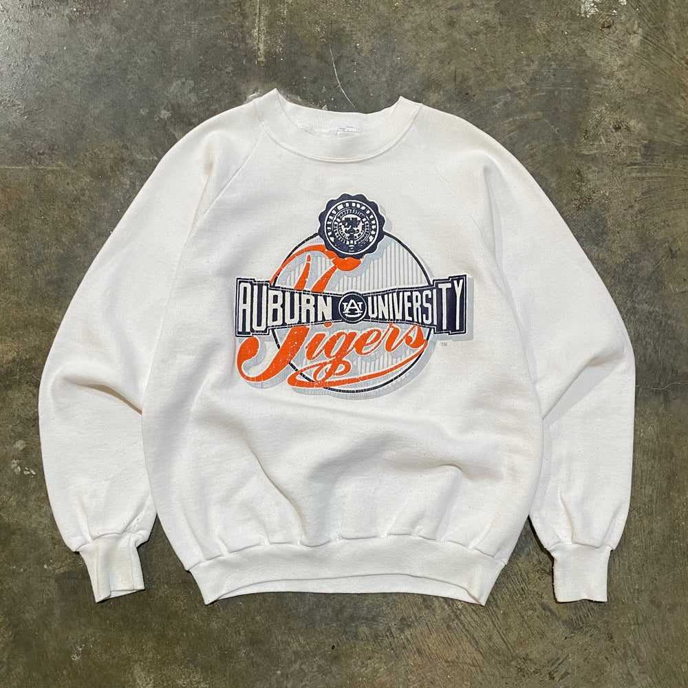 White Auburn University Tigers Raglan Crew