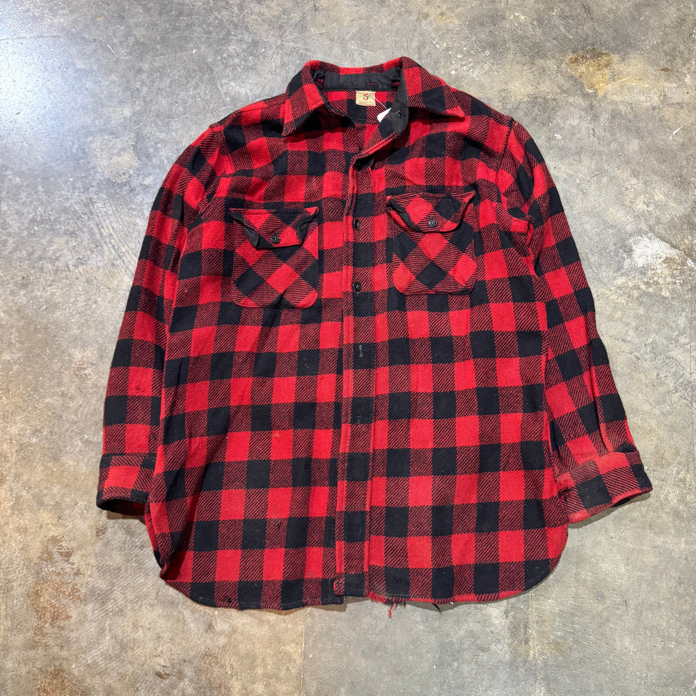 1930s Five Brother Buffalo Plaid Wool Flannel