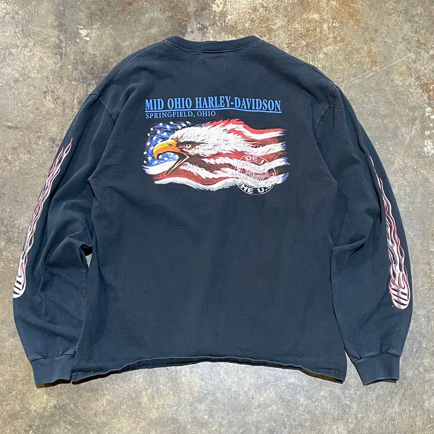 Harley Davidson Eagle Flame-Sleeve Long Sleeve Tee