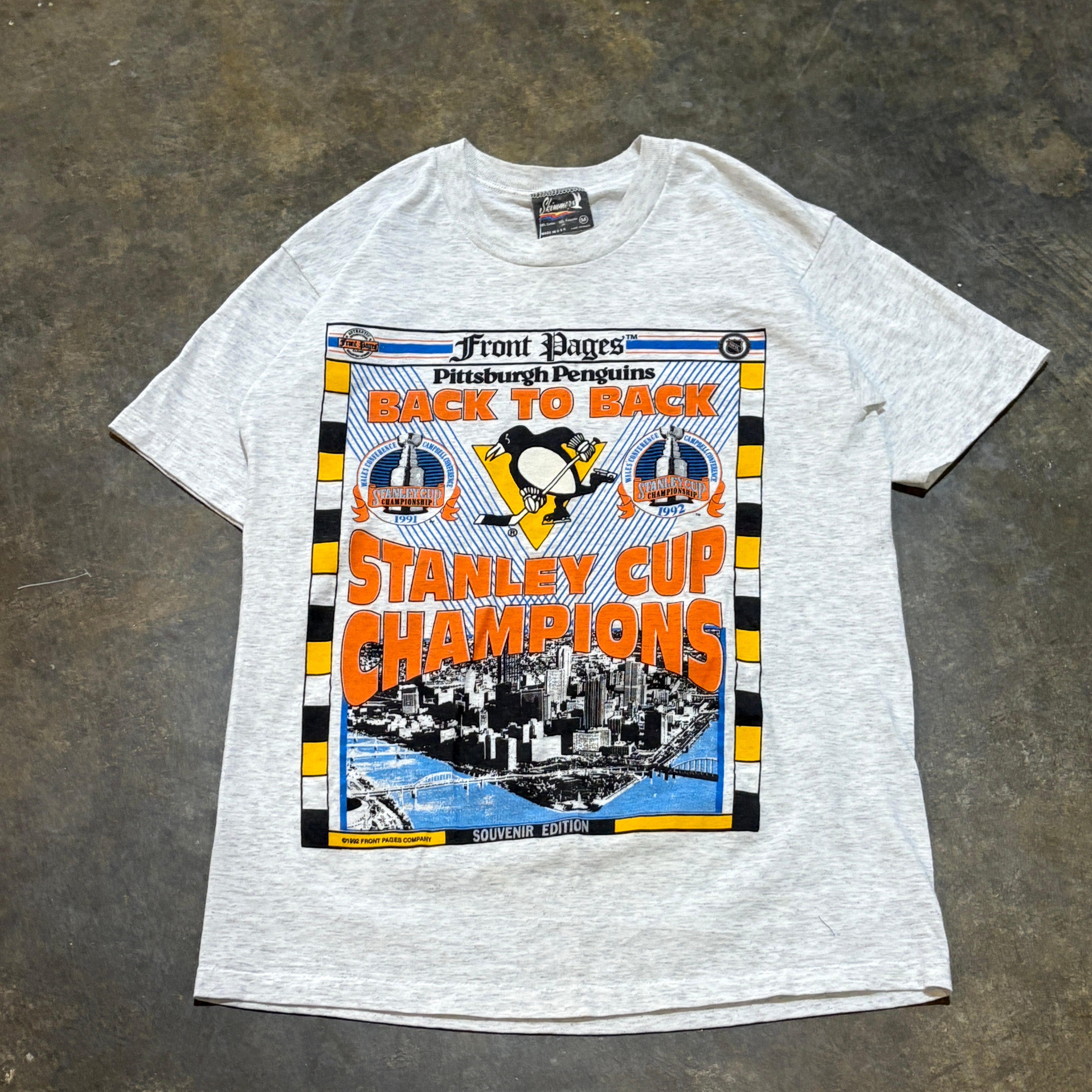 Grey Pittsburgh Penguins B2B Stanley Champs Tee