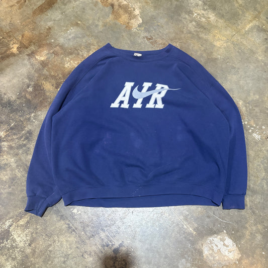 Navy Nike Air White Tag Cracked Graphic Crew