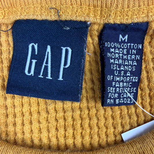 GAP Waffle Knit Long Sleeve - Yellow/Navy (M)