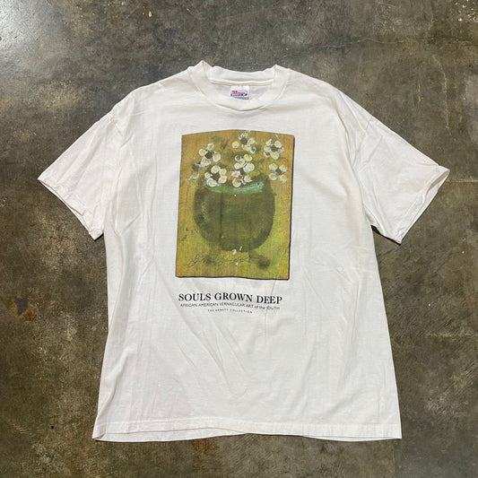 Vintage Souls Grown Deep Art Green Flowers Tee