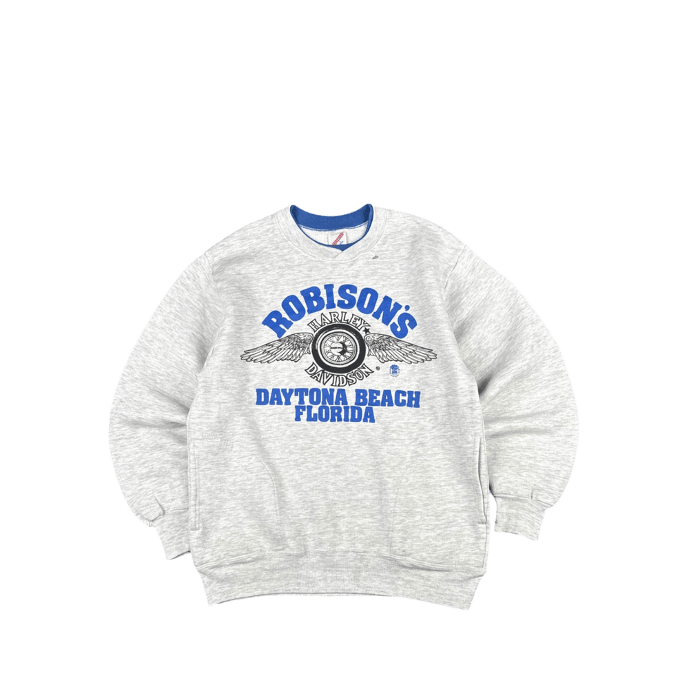 Jerzees Robison's Harley Davidson Sweatshirt - Heather Gray/Blue (L)