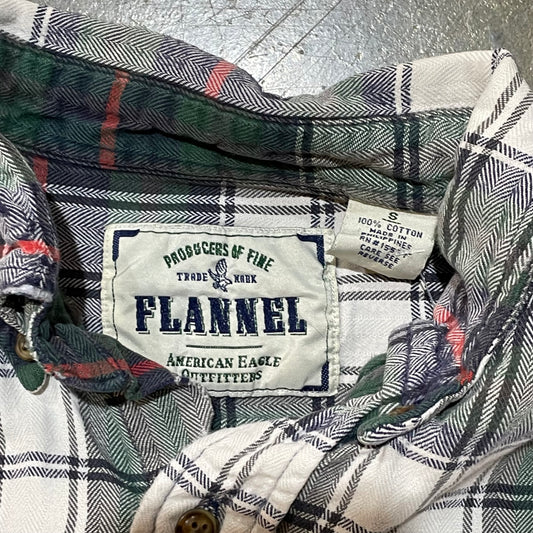 Y2K American Eagle Green Plaid Flannel