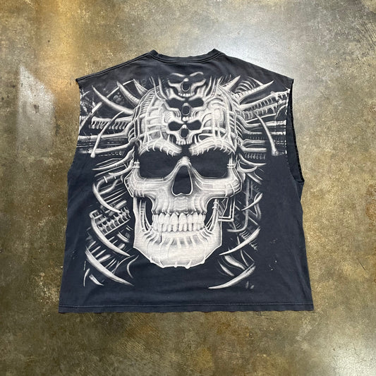 Y2K AOP Skull Liquid Blue Tee