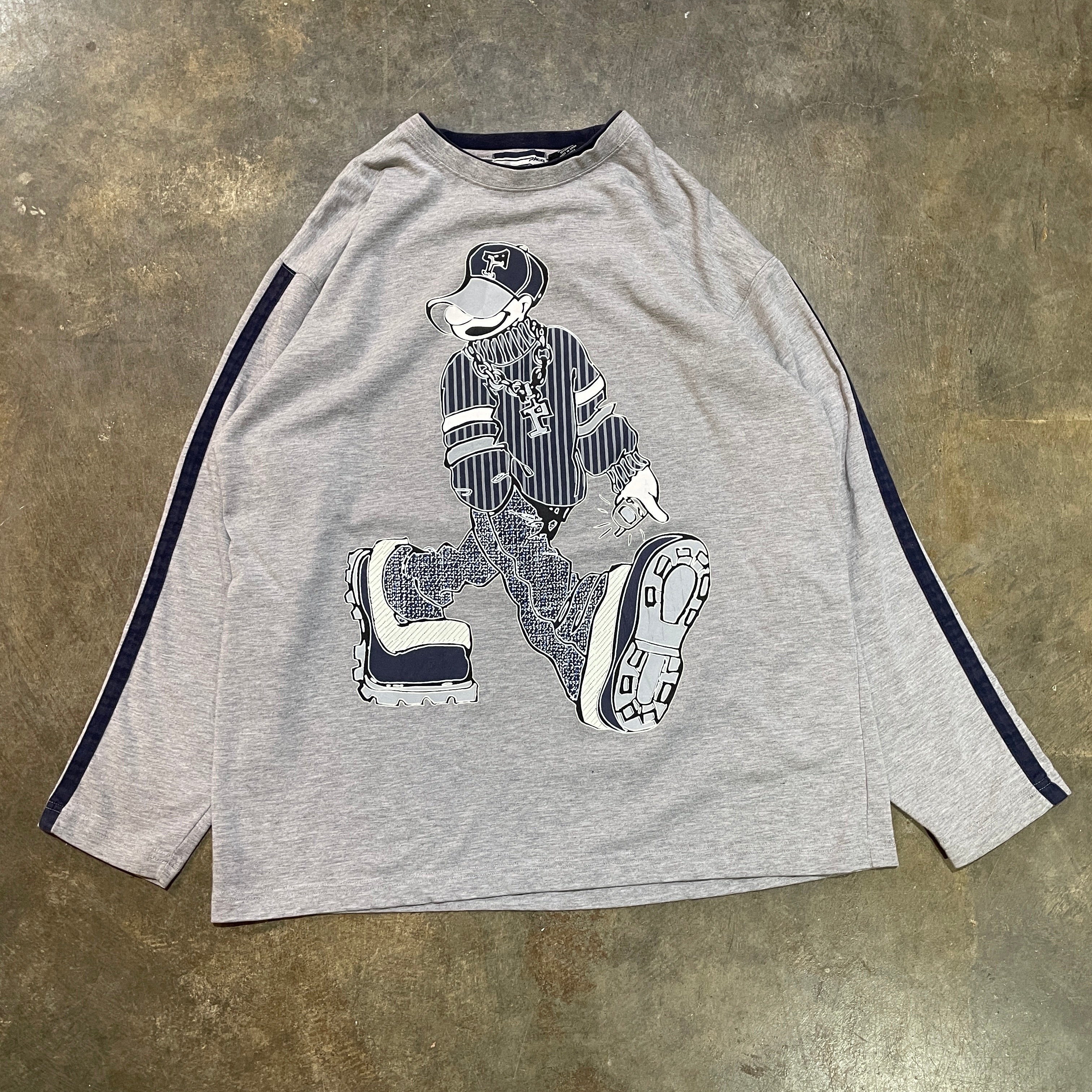 Grey & Navy Paco LS Skate Tee