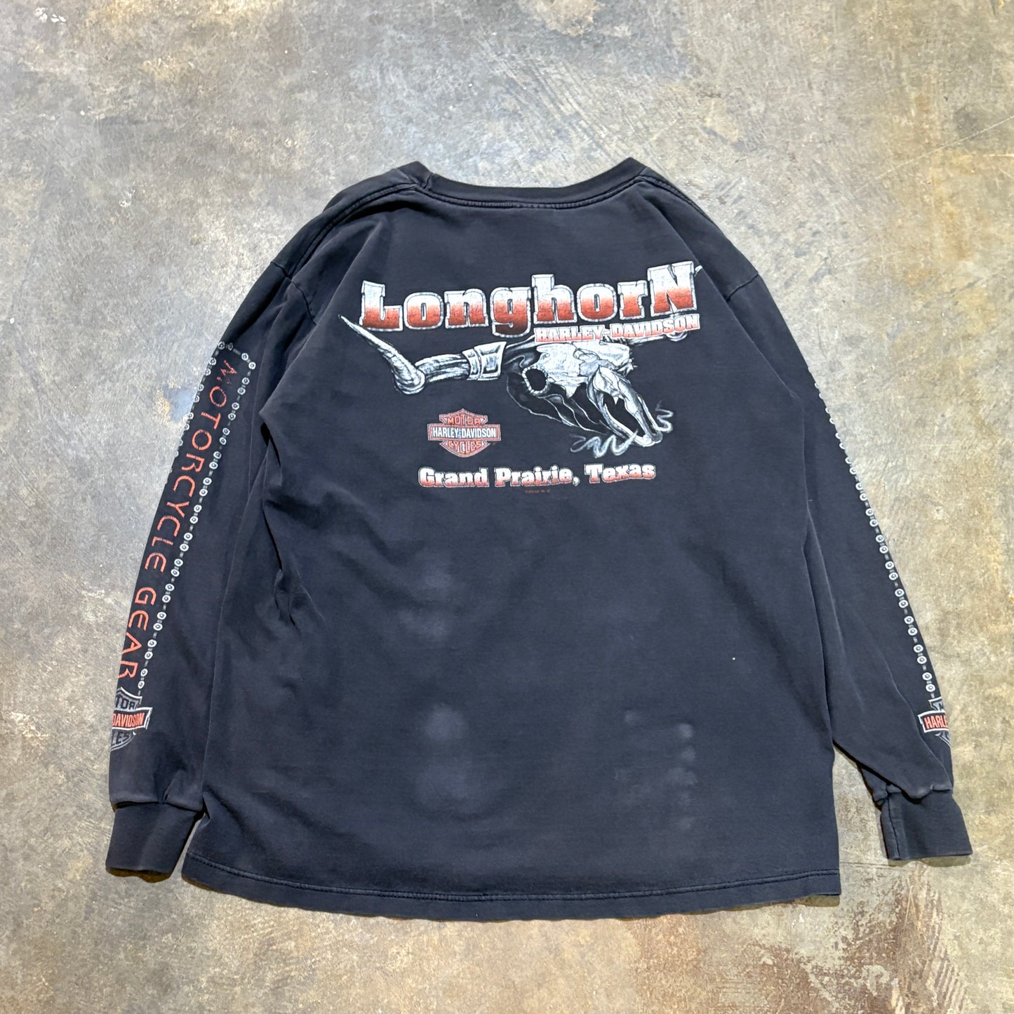 Black Harley Longhorn LS Tee