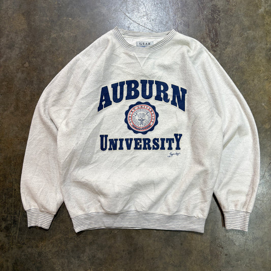 Auburn University Tiger Rags Crest Striped Cuff Crew