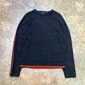 Whispering Smith Ribbed Knit Sweater with Red Stripe Detail (L)