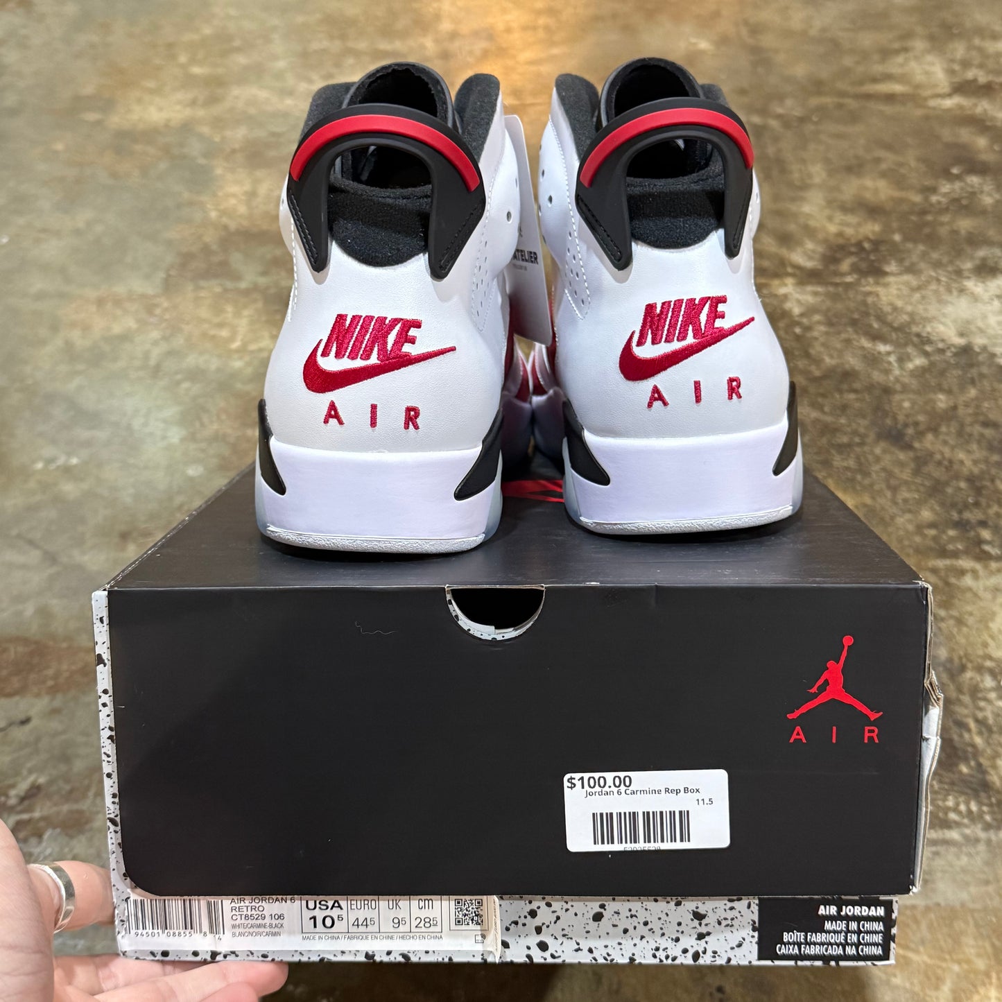 Jordan 6 Carmine Rep Box