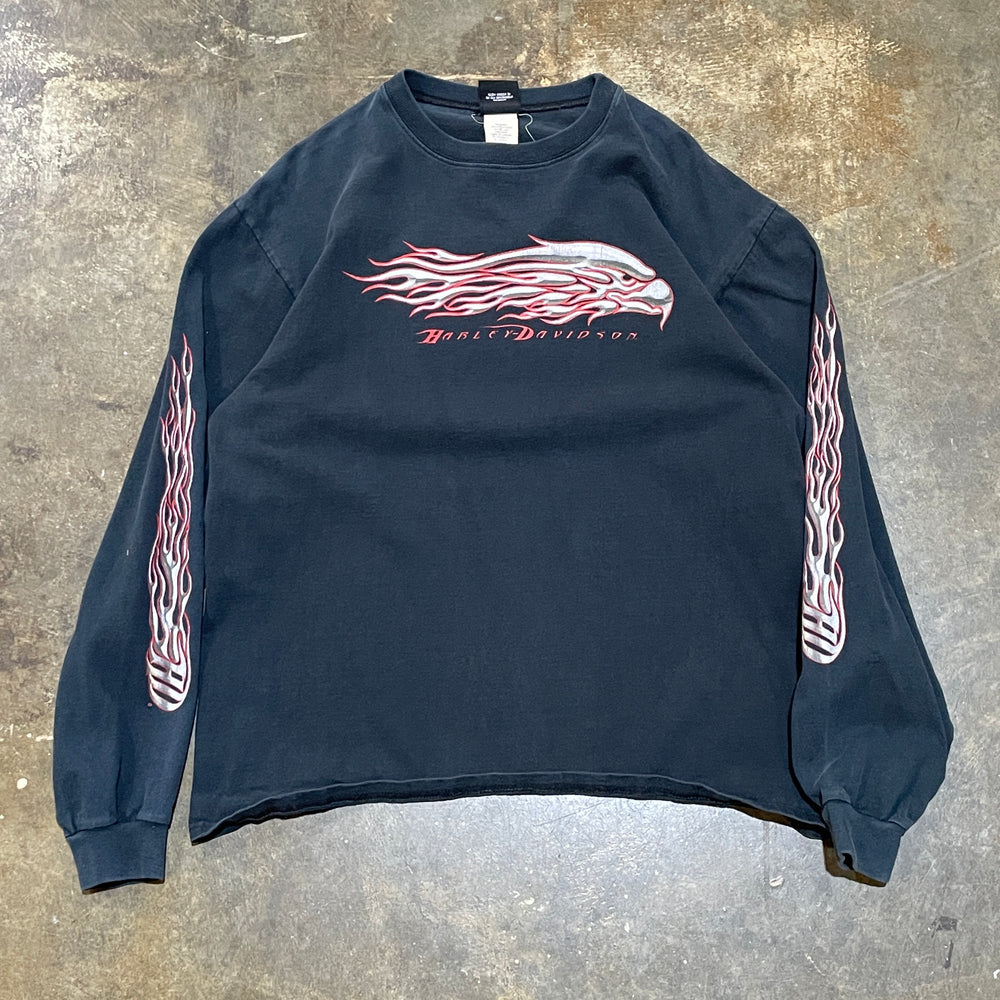 Harley Davidson Eagle Flame-Sleeve Long Sleeve Tee