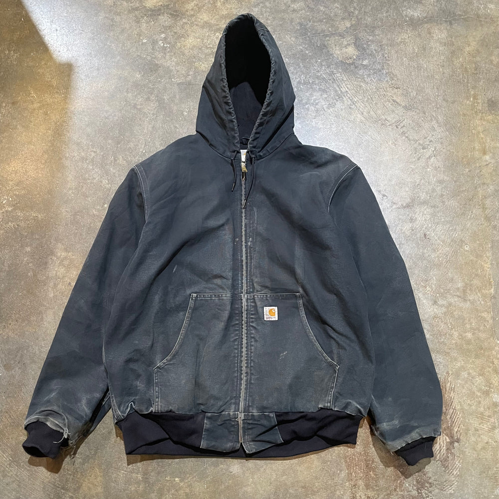 Distressed Black Carhartt Hooded Jacket9