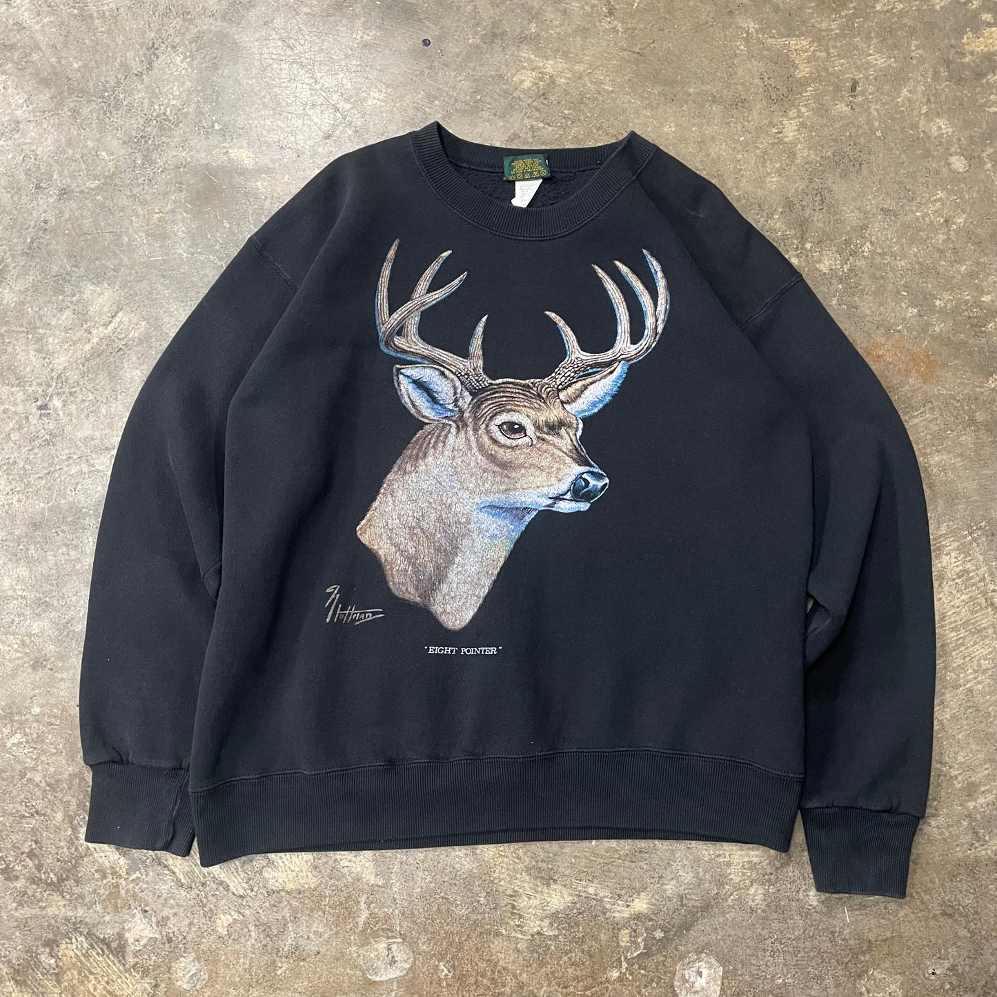 Home Team Deer Big Print Black Crew