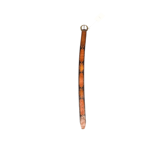 Holy Cow Tooled Leather Belt - Brown (34)