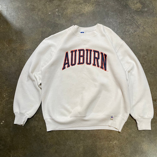 White Auburn Russell Arch Logo Crew
