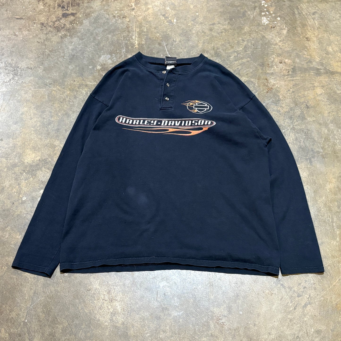 Black Harley Davidson LS Flame Henley