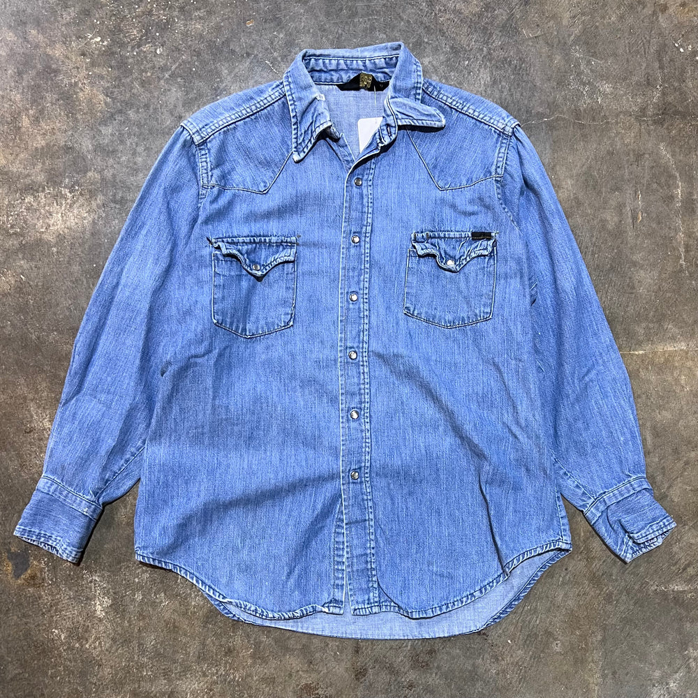 Sears Denim Pearl Snap Button Down