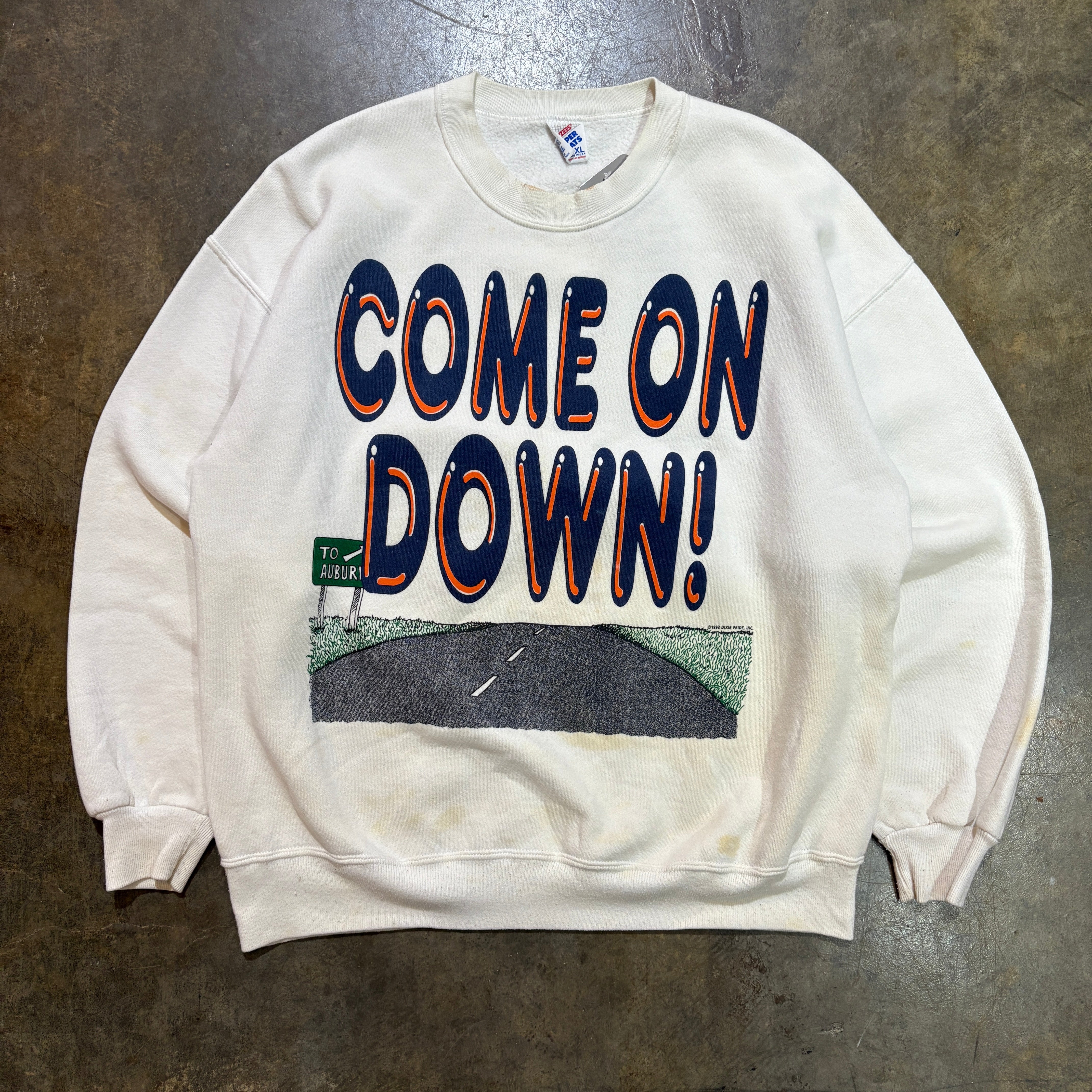 1993 Come On Down Iron Bowl Auburn White Sweatshirt