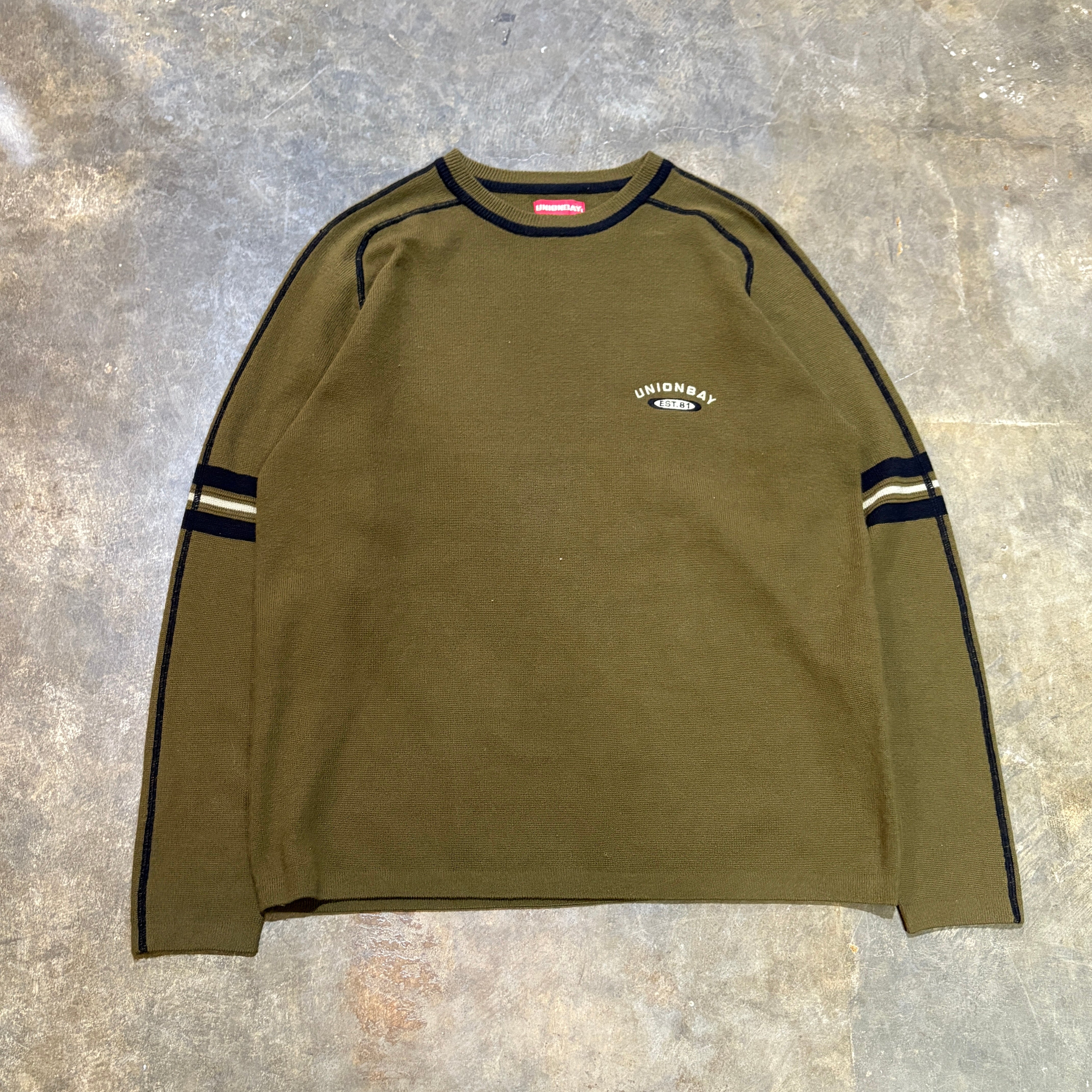 Y2K Unionbay Stripe Sleeve Knit Pullover (S)