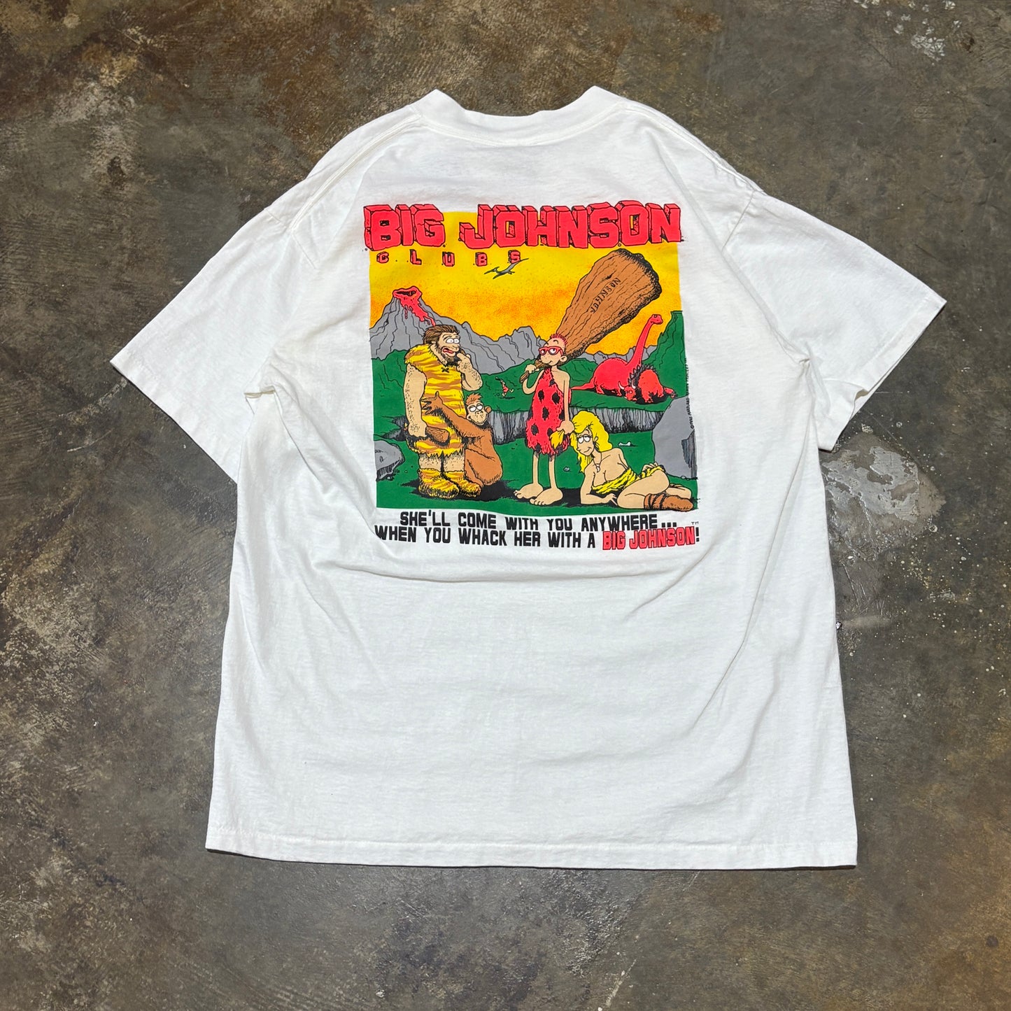 White Big Johnson Clubs Caveman Tee