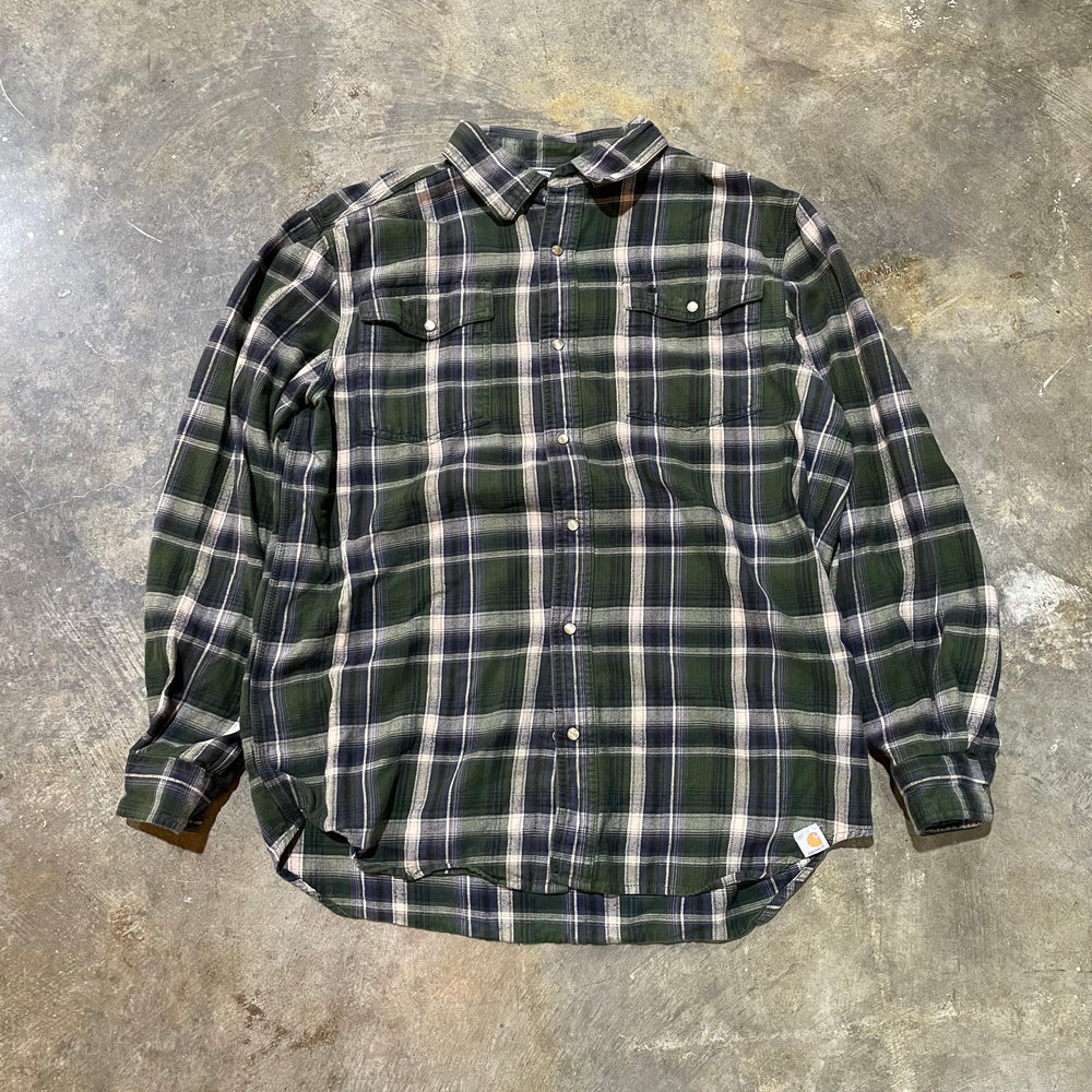 Carhartt Green Pearl snap Flannel