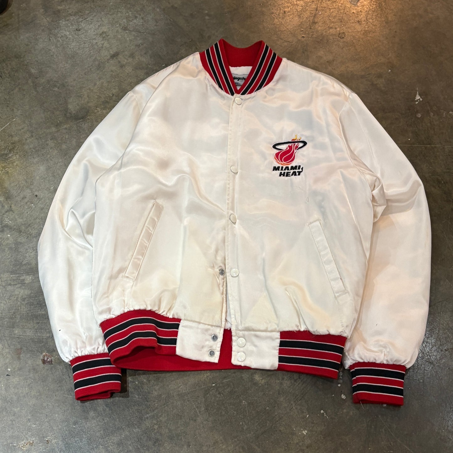 White Miami Heat Button-Up Varisty Jacket