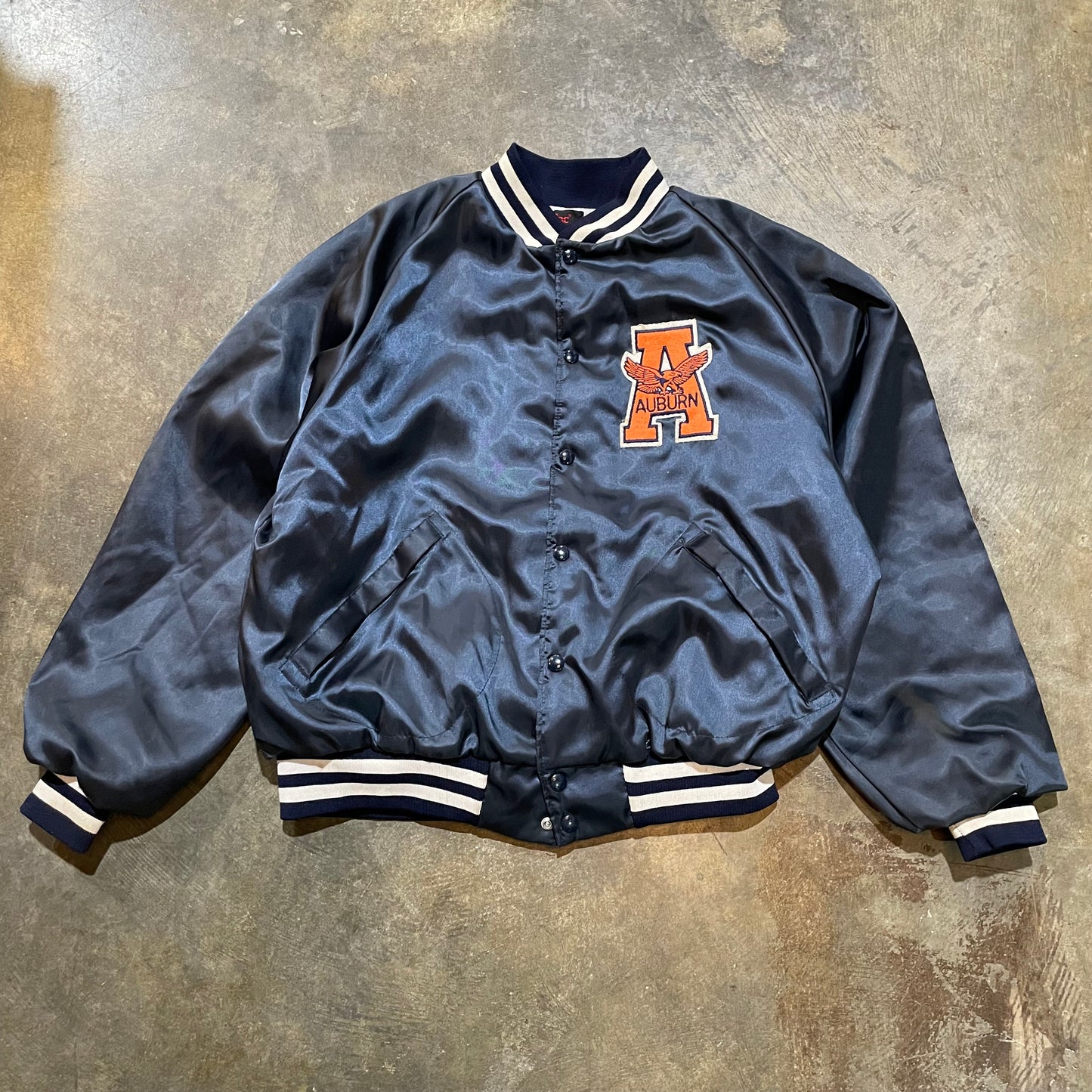 Auburn Pla-Jac Shiny Nylon Chest Patch Bomber