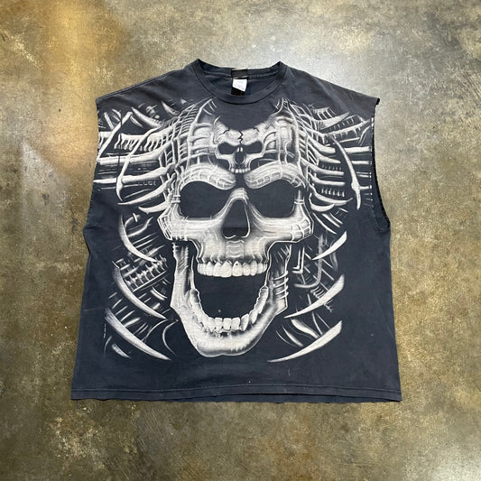 Y2K AOP Skull Liquid Blue Tee